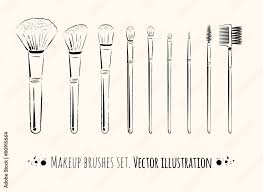 makeup brushes kit stock vector