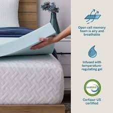 Lucid Comfort Collection 3 Inch Gel And Aloe Infused Memory Foam Topper Full Blue