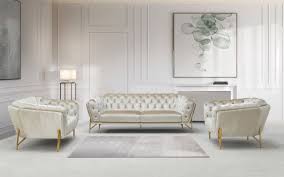 transitional beige velvet sofa set