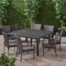 wicker square table outdoor dining set