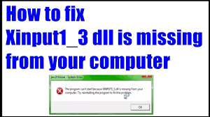 how to fix xinput1 3 dll is missing