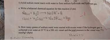 Solid Sodium Metal Reacts