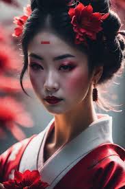 red and copper geisha makeup playground