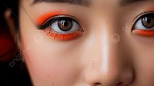 close up photo with an orange eye