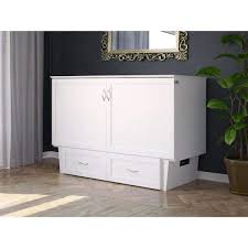 afi monroe white queen murphy bed chest