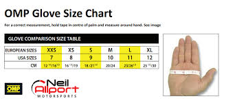 Omp Glove Size Chart Karts Parts Ltd