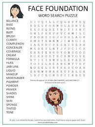 face foundation word search puzzle