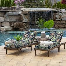 Arden Selections Profoam 21 In X 72 In Simone Blue Tropical Outdoor Chaise Lounge Cushion