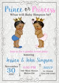 Prince Princess Gender Reveal Invitation Any Skin Tone Digital Or Printed Sold By Pretty Paper Pixels