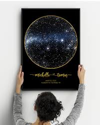 star map print custom by date chart