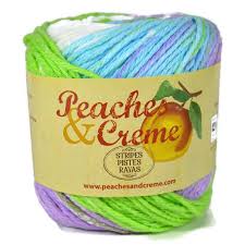 Peaches Creme Cream Cotton Yarn Sweet Pea Stripes Green