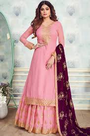 Pink Designer Party Wear Sharara Suit