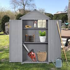 Outdoor Storage Shed With Shelves Gray