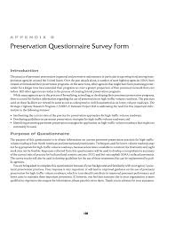 Appendix B Preservation Questionnaire Survey Form Preservation