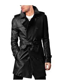 Men 039 S Leather Trench Coat Belted