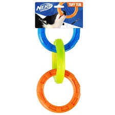 nerf dog rubber 3 ring tuff tug dog toy