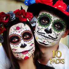 day of the dead face tattoos 10 pack
