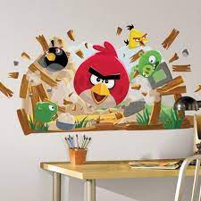 angry birds wall murals in kids bedroom