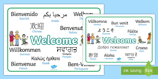 Free Mixed Language Welcome Word Mats Welcome Sign