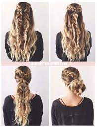 Plaits or braids are hairstyles which are created by intertwining sections of hair with each other. Beachy Bohemian Double Braid And Beachy Curls Updo Avedaibw Thick Hair Styles Hairstyle Hair Hacks