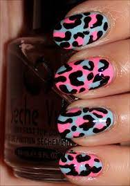 nail art tutorial pink blue leopard