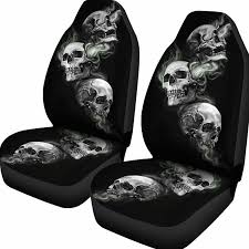 Skull Car Seat Cover 1 Pair Waterproof