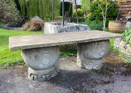 Rounded Stone Based Stone Patio Table