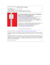 Pdf The Relationship Between High Performance Work Practices And