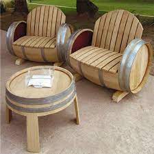 garden furniture made from wine barrels