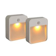 Mr Beams Indoor Outdoor Battery Powered Motion Activated Amber Sleep Friendly Led Stick Anywhere Light 2 Pack Mb720a Wht 02 The Home Depot