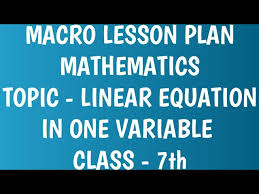 Linear Equation In One Variable B Ed