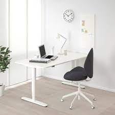 159twhite compact and chic, this ikea table/ desk white ikea table with sturdy metal legs. Bekant White Desk Sit Stand 160x80 Cm Ikea