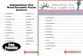 July 4 trivia questions and answers : Free Printable 4th Of July Word Scramble Puzzle