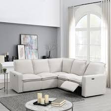 L Shape Linen Fabric Sectional Sofa Set