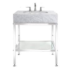 Vanities add organisation, storage, and elegance to bathroom spaces. Banodesign Abigail Collection 30 In Single Sink Carerra Marble Top And A Stainless Ste Stainless Steel Bathroom Vanity Stainless Steel Bathroom Bathroom Vanity