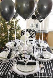 black white silver holiday table