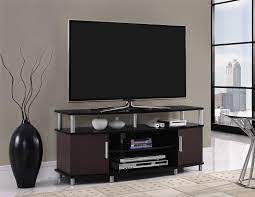 We have corner tv stands and media consoles that house your electronics, however large or small your space may be. Carson Tv Stand For Tvs Up To 50 Multiple Finishes Black And Cherry Walmart Com Walmart Com