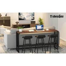 70 9 In Brown Standard Rectangle Particle Board Industrial Console Table Sofa Pub Table Behind Couch