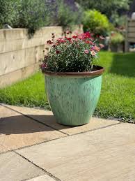 40cm Running Glaze Planter Green