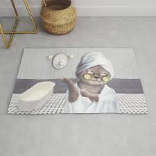 funny cat in bathroom rug by zkozkohi