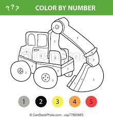 Jetzt günstig kaufen bei minilu.de Color By Number Educational Game For Kids Cartoon Excavator Vector Illustration For Schoolchild And Preschool Canstock