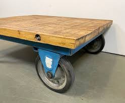Industrial Blue Coffee Table Cart