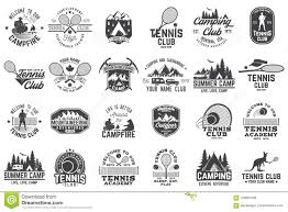 Set Of Tennis And Camping Club Badge Vector Illustration