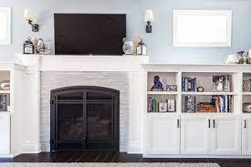 shaker fireplace surround and bookcase