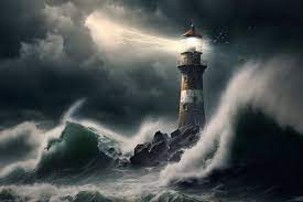 lighthouse in the storm 3d ilration
