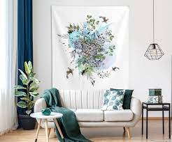 Modern Art Wall Tapestry Blue Tapestry