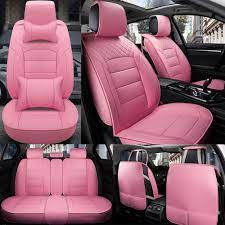 Comes with matching pink steering wheel and fuzzy dice. Deluxe Pu Leather Car Seat Covers Front Rear Seat Cushion 5 Seats Universal Pink Muella Pink Car Interior Leather Car Seat Covers Leather Car Seats