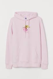 Size ask by dm / line@ • brand new & original ! Motif Detail Hoodie Light Pink Spongebob H M Cn