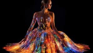 designer gown made of electronic neon