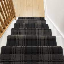 runrug tartan black stair carpet runner width 2 foot